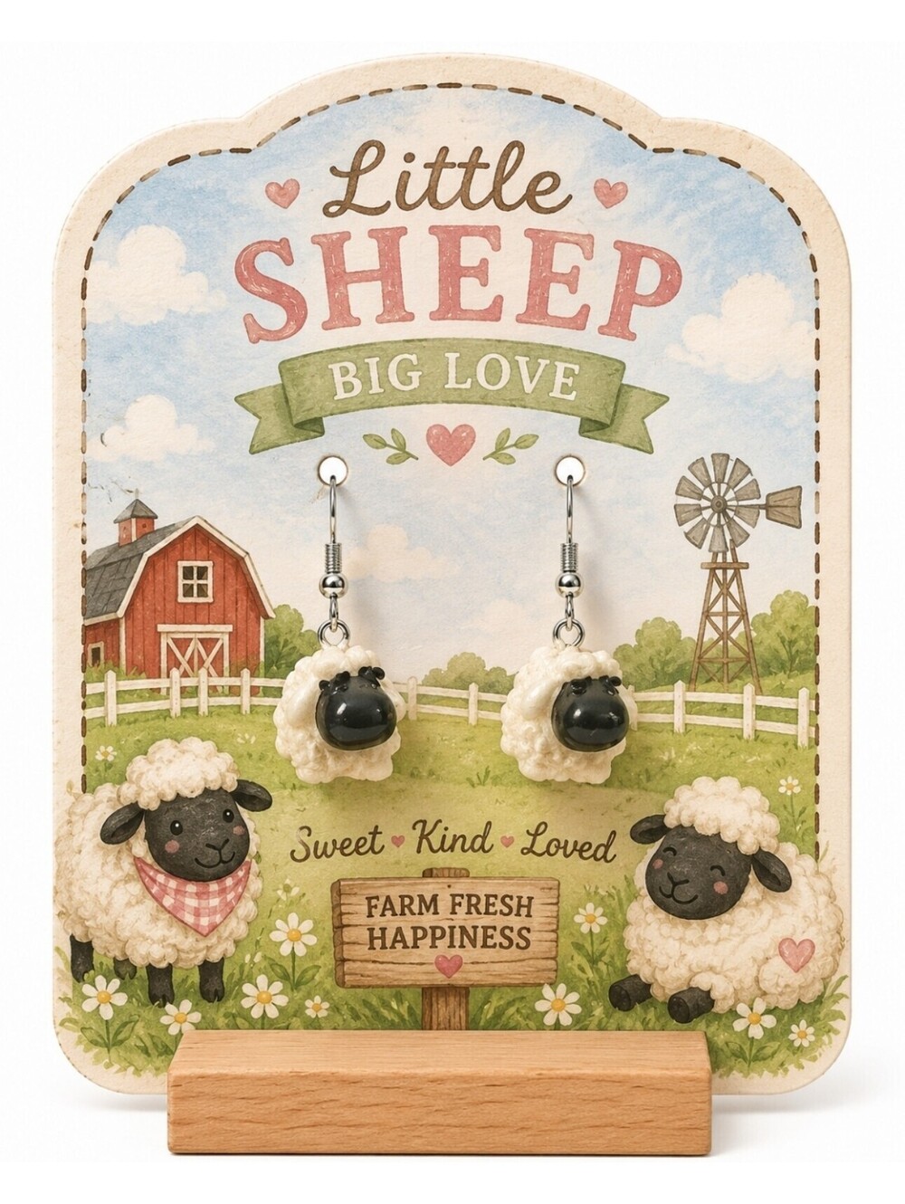 Ewe Look Fabulous Sheep Lamb Farm Pioneer Country Hypoallergenic Earrings